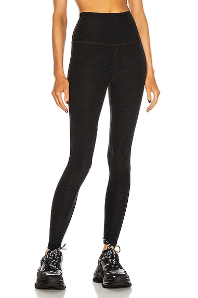 Beyond Yoga Caught In The Midi High-waist Space-dye Leggings In Darkest Night