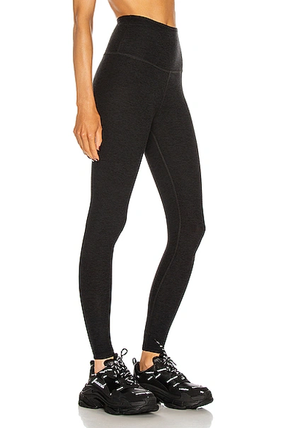 Beyond Yoga Caught In The Midi High-waist Space-dye Leggings In Darkest Night