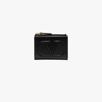 Shop Valentino Black Vlogo Leather Wallet