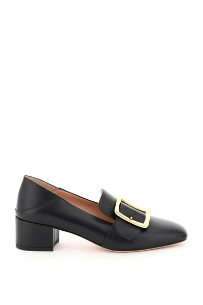 Shop Bally Janelle Leather Loafers In 0100 Black (black)