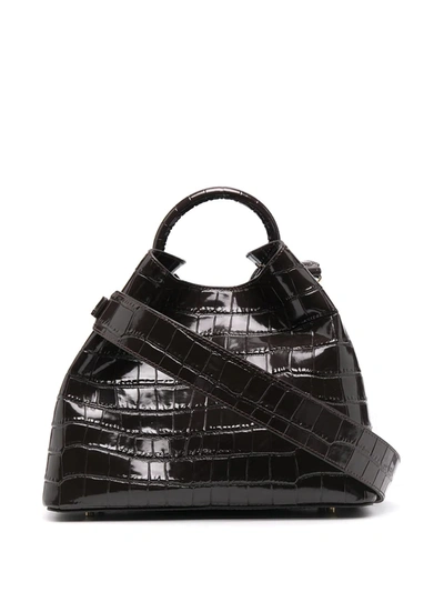Shop Elleme Raisin Crocodile-effect Shoulder Bag In Brown