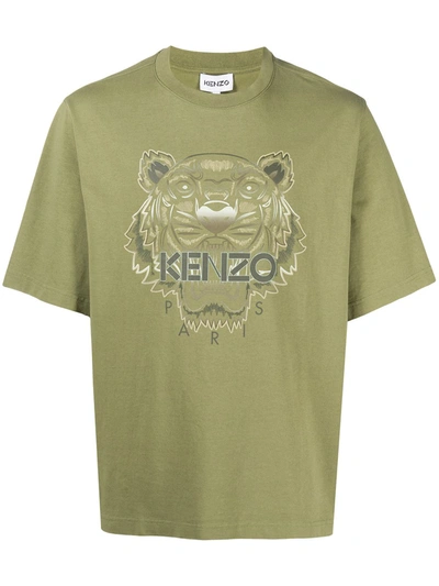 Shop Kenzo Tiger Print Oversized T-shirt In Green