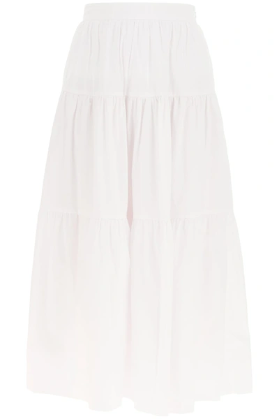 Staud Sea Cotton Poplin Midi Skirt In White (white)