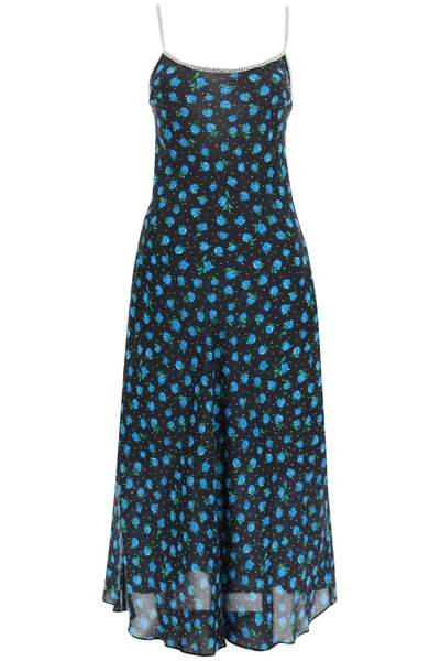 Shop Rixo London Holly Dress With Rhinestones In Multi Bloom Black Blue (black)