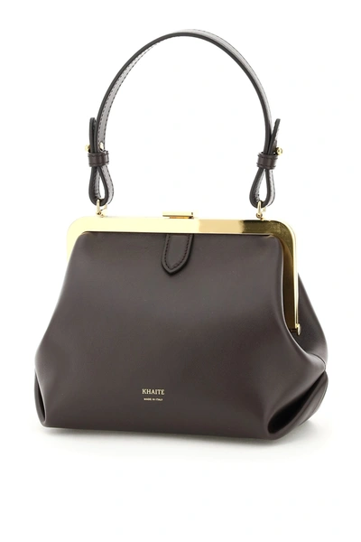 Shop Khaite Agnes Small Bag Top Handle In Chocolate (brown)