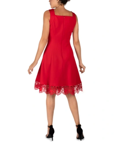 Shop Donna Ricco Crochet-hem Dress In Red