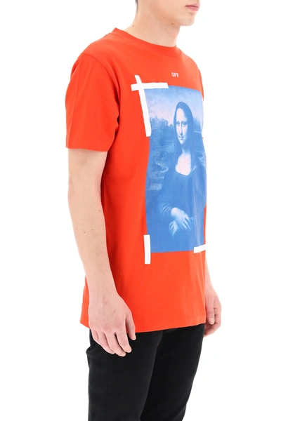 Shop Off-white Blue Monalisa Print T-shirt In Red,blue,white