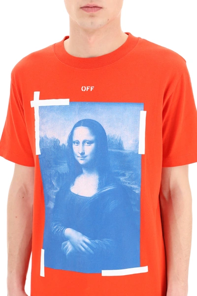 Shop Off-white Blue Monalisa Print T-shirt In Red,blue,white