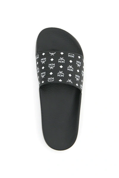 Shop Mcm Monogram Print Mules In Black,white