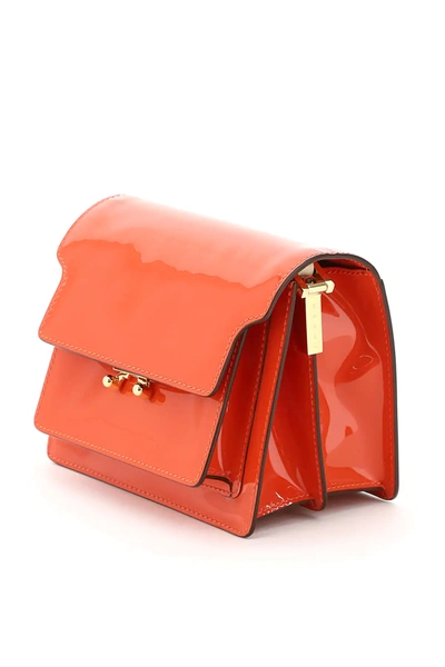 Shop Marni New Trunk Mini Shoulder Bag In Orange,beige