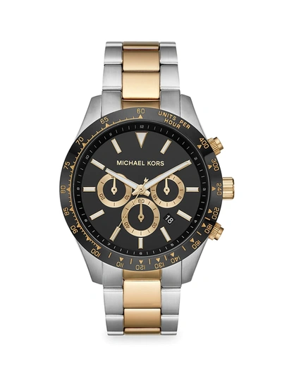 Shop Michael Kors Men's Layton Two-tone Bracelet Chronograph Watch In Silver