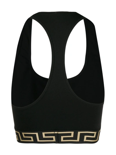 Shop Versace Medusa Greek Key Bra In Black