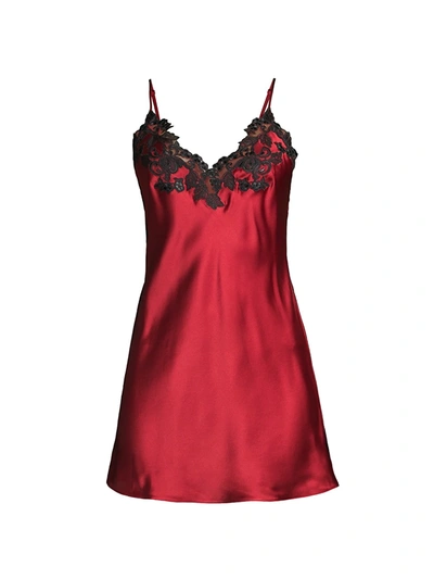 Shop La Perla Women's Maison Lace Satin Silk Sleep Dress In Red