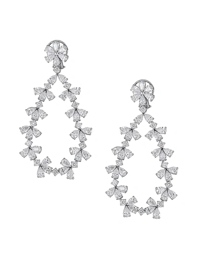 Shop Zydo Women's Unique 18k White Gold & Diamond Open Teardrop Earrings