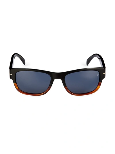 Shop David Beckham Men's 56mm Rectangular Sunglasses In Black Horn