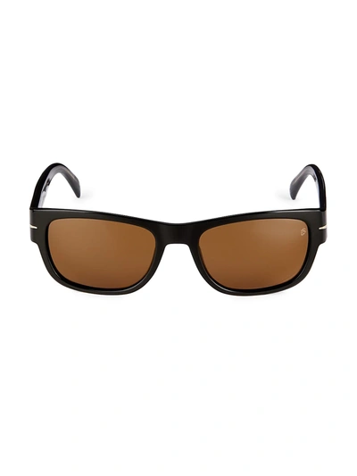 Shop David Beckham Men's 56mm Rectangular Sunglasses In Black