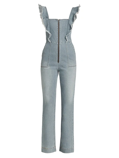 Shop Alice And Olivia Women's Gorgeous Open-back Denim Jumpsuit In One In A Million