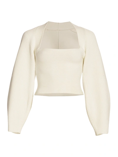 Shop Alexander Wang Integral Shrug Ribbed Pullover In Snow White