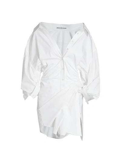 Shop Alexander Wang Voluminous Cinched Waist Shirtdress In White
