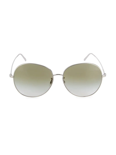 Shop Oliver Peoples Women's Ysela 60mm Oval Sunglasses In Silver