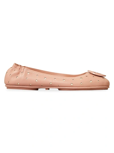 Shop Tory Burch Women's Minnie Perforated Leather Ballet Flats In Pink Moon