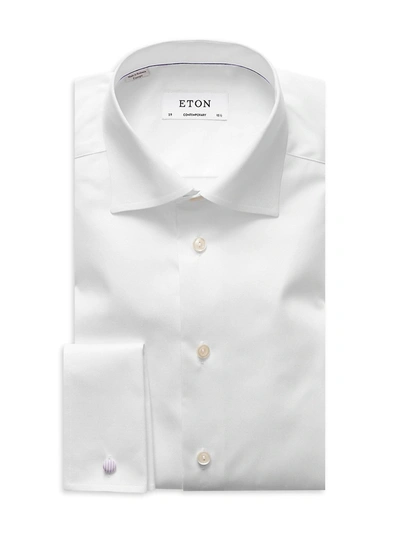 Shop Eton Men's Contemporary-fit Herringbone Twill Dress Shirt In White
