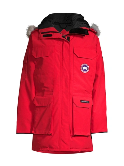 Shop Canada Goose Women's Fur Trim Expedition Parka In Red Rouge