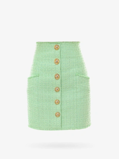 Shop Balmain Skirt In Green