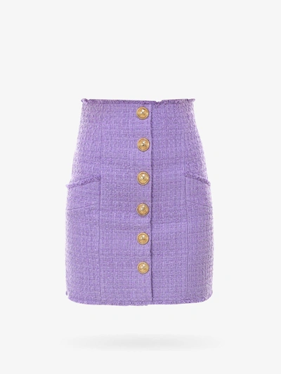 Shop Balmain Skirt In Purple