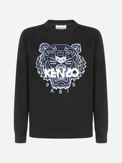 Shop Kenzo Tiger Embroidery Cotton Sweatshirt In Black