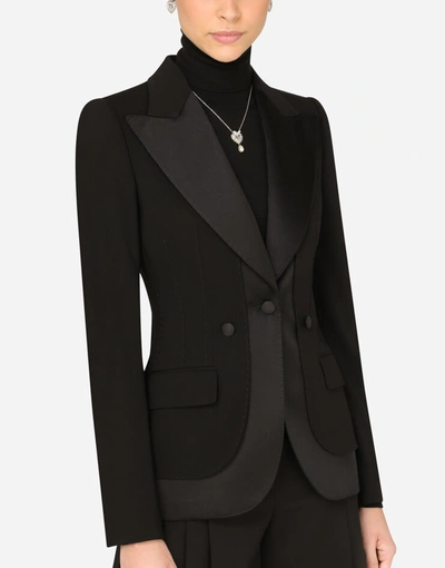 Shop Dolce & Gabbana Single-breasted Wool Blazer With Duchesse Trims