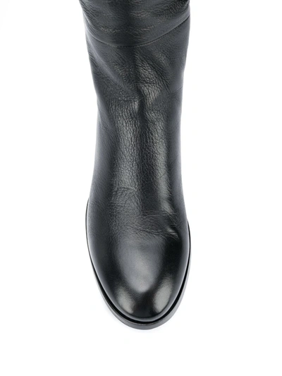 Shop Santoni Elasticated Knee Length Boots In Black