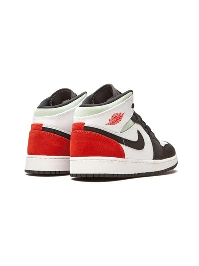 Nike Air Jordan 1 Mid Se "red/grey/black Toe" Sneakers In White