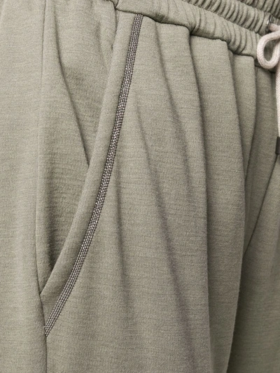 Shop Brunello Cucinelli Rolled-hem Drawstring Track Pants In Green