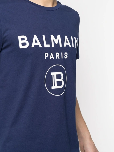 Shop Balmain Logo-print Short-sleeve T-shirt In Blue