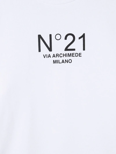 Shop N°21 Teen Logo Print Cotton Sweatshirt In White