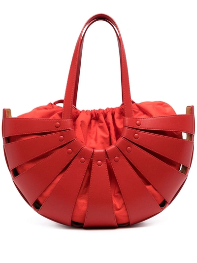 Shop Bottega Veneta The Shell Bag In Red