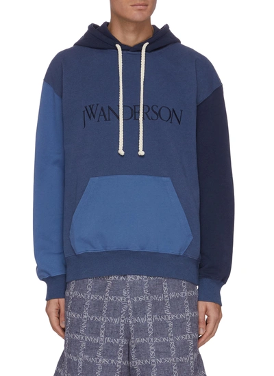 Shop Jw Anderson Colour Block Panelled Hoodie In Blue