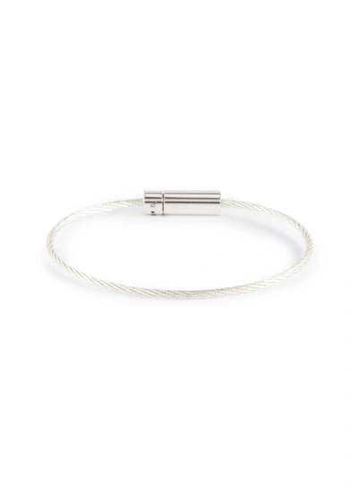 Shop Le Gramme 'cable' Silver Screw Closure Bracelet 7g In Metallic