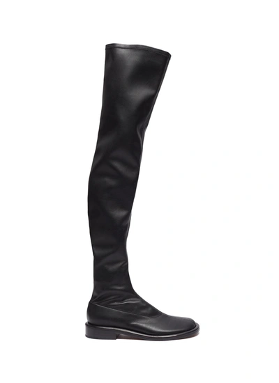 Shop Proenza Schouler Flatform Stretch Faux Leather Thigh-high Boots In Black