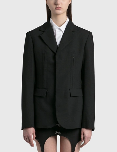 Shop Dion Lee Hook & Eye Wool Blazer In Black