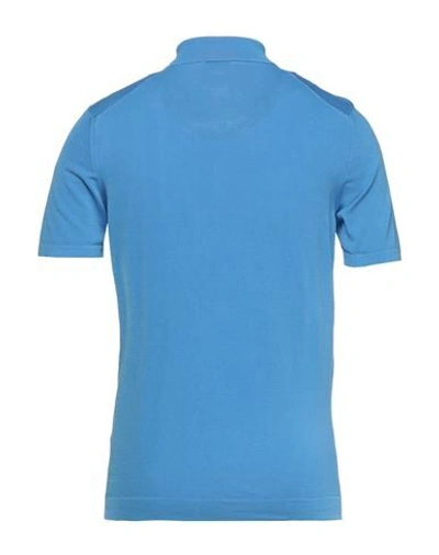 Shop Drumohr Man Polo Shirt Azure Size 46 Cotton In Blue