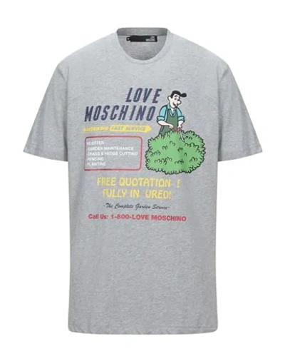 Shop Love Moschino T-shirts In Grey