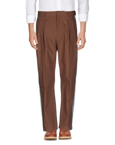 Shop Valentino Garavani Man Pants Brown Size 34 Cotton