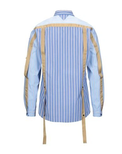 Shop White Mountaineering Striped Shirt In Pastel Blue