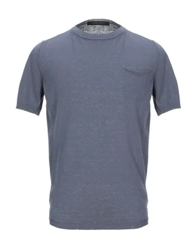 Shop Messagerie Man Sweater Slate Blue Size 42 Cotton, Linen