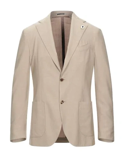 Shop Lardini Suit Jackets In Beige