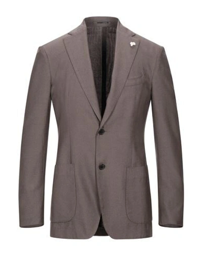 Shop Lardini Man Blazer Khaki Size 44 Cashmere, Silk In Beige