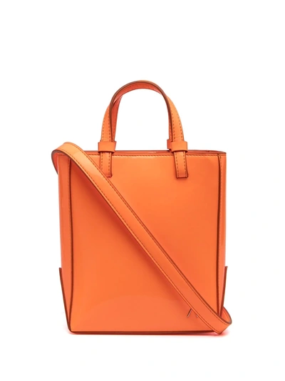 Shop Attico Open-top Leather Tote Bag In Orange