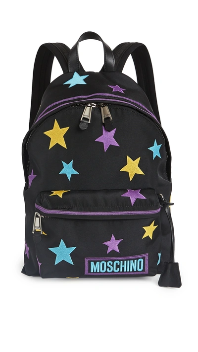 Shop Moschino Star Backpack In Fantasy Print Black